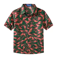 Sslr Camisa Hawaiana Informal De Manga Corta Con Botones Est