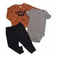 Kit Carters 3 Peças Trio Blusa Fleece Inverno Body E Calça