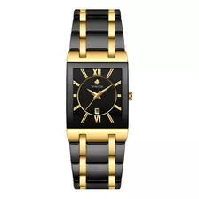 Reloj Wwoor De Cuarzo Para Hombre Modelo 8858ea Gold Black Color De La Correa Negro Color Del Bisel Negro Color Del Fondo Black Golden Black