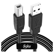 Cable De Impresora Universal 1.5m Usb 2.0 Hp/epson Calidad Color Negro