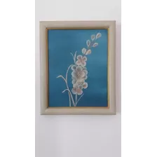 Cuadro Flor Con Marco De Madera Color Marfil 