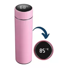 Garrafa Inoxidável Térmica Squeeze Display Led Inteligente Cor Rosa