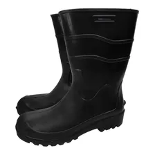 Bota Pvc Cano Medio Com Forro Preta Work Flex