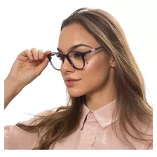 Armação P/ Oculos De Grau Feminino Zoe Af307a + Case Couro