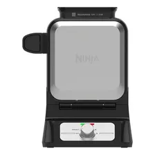 Wafflera Ninja Tipo Belga Maker Pro Diseño Vertical Color Negro Y Plata