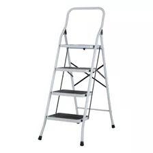 Escalera Tubular Acero Plegable 4 Peldaños Antideslizantes