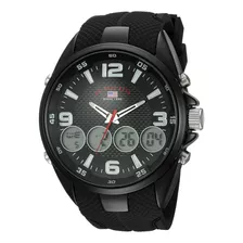 Ee. Uu. Polo Asociación Reloj Negro De Cuarzo Analógico Con 