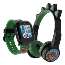 Smart Watch Con Audífonos Para Niño Dinosaurios Con Luz 
