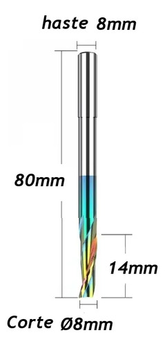 Fresa Pantógrafo Para Alumínio Diâmetro 8mm X 80mm Com Dlc