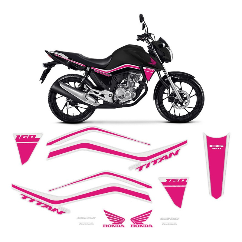 Adesivo Carenagem Ah Ha Moto Honda Cg Fan 160 2016/2021 Rosa