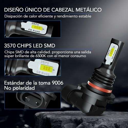 1 Par - 9006 Focos Bombilla Led Antiniebla Para Hyundai Kia Foto 2