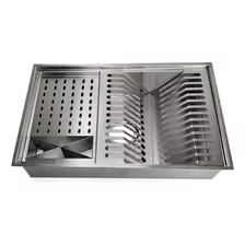 Canal Organizador Cozinha Calha Inox 304 3 Módulos Tubrax