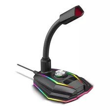 Microfono Gamer Pc Luces Rgb Usb Notebook P/ Twitch Youtube Color Negro
