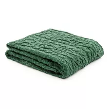 Manta Tricô Cobertor Sofá Cama Casal Decoração 180x220cm Cor Verde