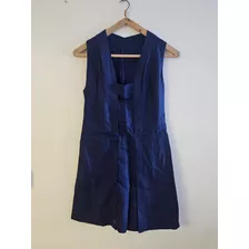 Vestido Corto Vintage Azul Reciclado Talle M Sin Mangas