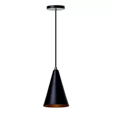 Lustre Pendentes Cone P Preto Com Cobre Alumínio Decoração 110v/220v