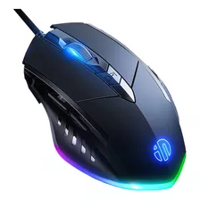 Mouse Silencioso Iluminado Para Jogos Com Fio E Seis Botões Cor Versão Atualizada - Letreiro De 6 Teclas Do Jogo Preto