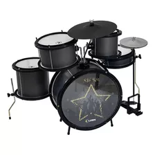 Bateria Infantil Luen Star Kids Preta Completa