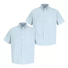 Kit 2 Camisas Sociais Masculinas Tradicional Manga Curta