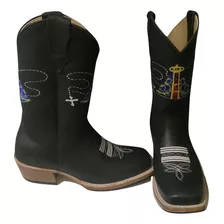 Bota Texana Masculino Salto Carrapeta Nsa Aparecida Couro