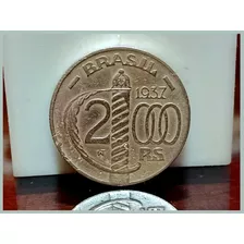 Moeda 2000 Réis 1937 Duque Caxias Serrilha Mbc Colecionável