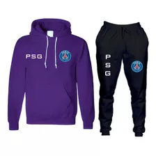 Conjunto Moletom Blusa E Calça Psg Adulto Futebol Blusão