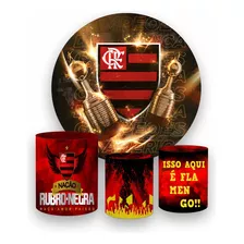 Painel Em Tecido Redondo1,5 + 3 Capas Cilindros Flamengo