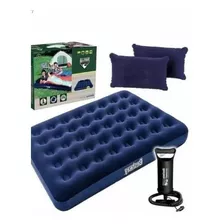 Colchon Inflable 2 Plazas Bombin Almohada Camping Colchoneta