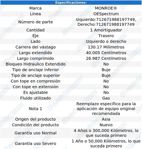 Amortiguador Oespectrum Gas Tra Ford Windstar 95-03 Monroe Foto 2