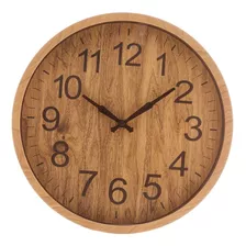Relógio De Parede Em Plástico 30,5x4cm Wood Lyor