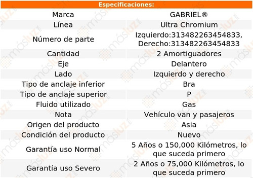 Kit 2 Amortiguadores Del Gas Ultra Chromium Trafic 03/12 Foto 2