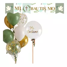 Pack De Globos Bautismo Banderin Decorativo