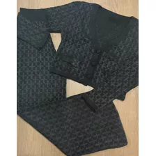 Conjunto Inverno Feminino Em Tricô Casaqueto E Calça Flare