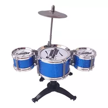 Bateria Musical 3 Tambores 1 Prato Azul Jazz Drum Meu Ritmo