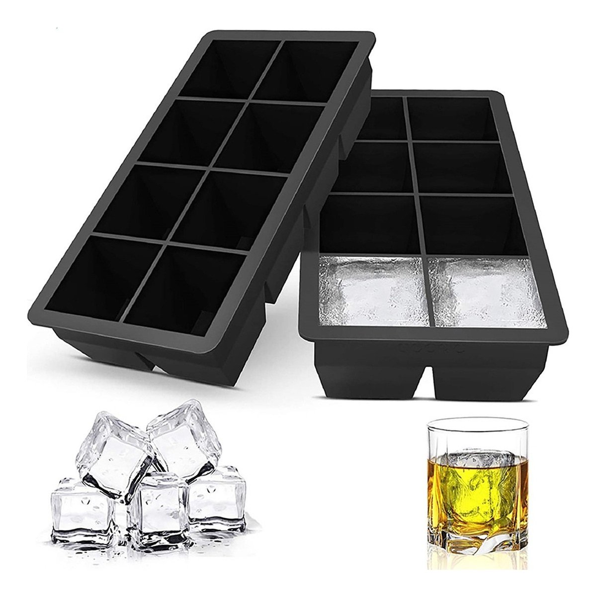 Bandejas Grandes Para Cubitos De Hielo Para Whisky Negro