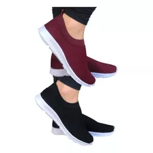 Kit 2 Pares Tênis Meia Feminino Masculino Slip On Caminhada