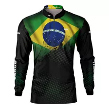 Camisa Agro Brk Fazenda Bandeira Brasil Trator Com Uv50+