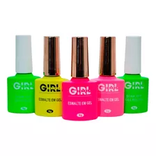 Kit 5 Esmaltes Gel Girl Fatale Cremoso Uv/led Neon 9g