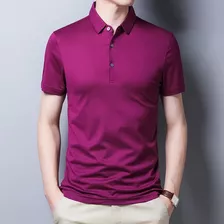 Camisa Polo De Seda Para Hombre Mulberry Silk Tops Turn Polo