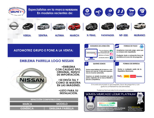 Escudo Delantero Parrilla Nissan Versa 2012 Al 2014 Nuevo Foto 7