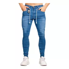 Calça Masculina Jeans Rasgada Ziper Estilo Qualidade Lycra