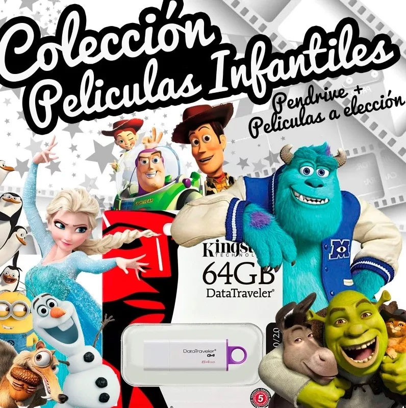 Colección De Películas Infantiles + Pendrive Kingston 64gb 3