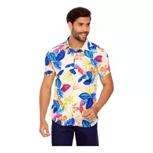Camisa Masculina Floral Listrada Estampada De Viscose