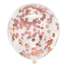 Kit C/ 20 Balão Bexiga Cristal C/ Confete Arranjo Festa Cor Rose Gold