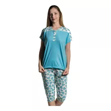 Pijama Feminino Pescador Bermuda C/manga Estampado