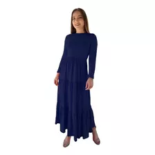 Maxivestido Tulum Manga Larga Largo Tres Olanes Curvy Casual