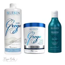 Escova Gloss Grego 1l Blueken + Bbtox 1kg + Shampoo 500ml