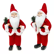 Enfeite De Natal Papai Noel Barba Iluminada 40cm Cor Vermelho