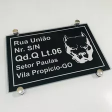 Placa Em Vidro Com Endereço Residencial 20x30cm