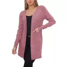 Cardigan Feminino Grosso Aberto Feminina Bolso Modal Casaco